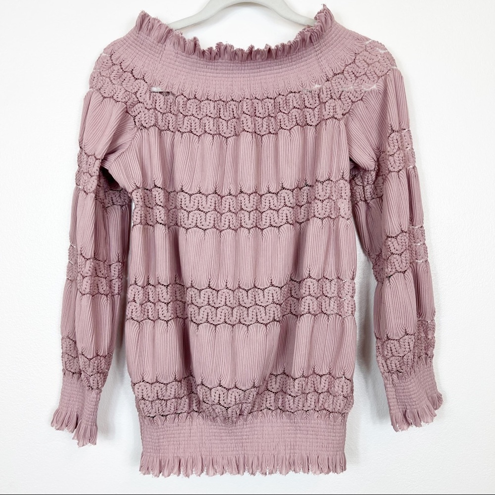 Off The Shoulder Long Sleeve Pink Top Size Small